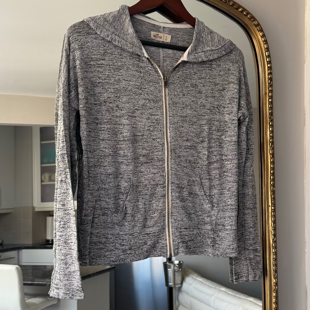 Hollister and white zip-up hoodie